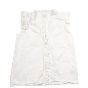 J.Crew White Ruffle Sleeveless Blouse XS